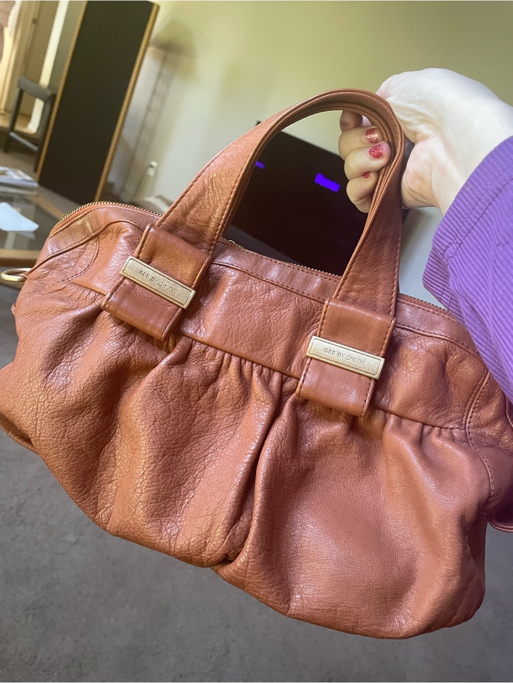 Great condition See By Chloe Brown Leather Pleated Satchel